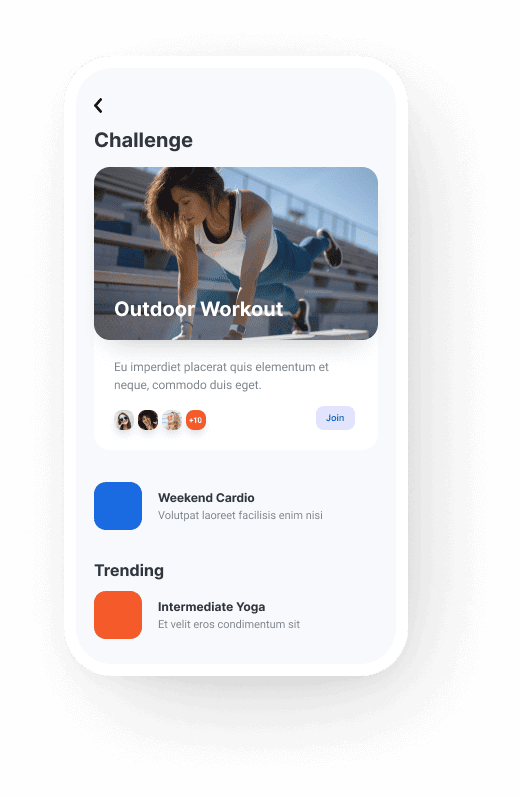 terch startup fitness tracking challenge mobile ui