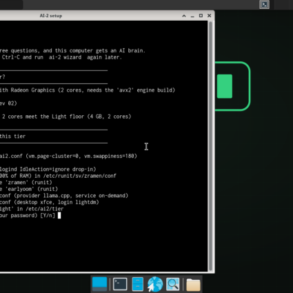 AI-2 setup wizard at first login