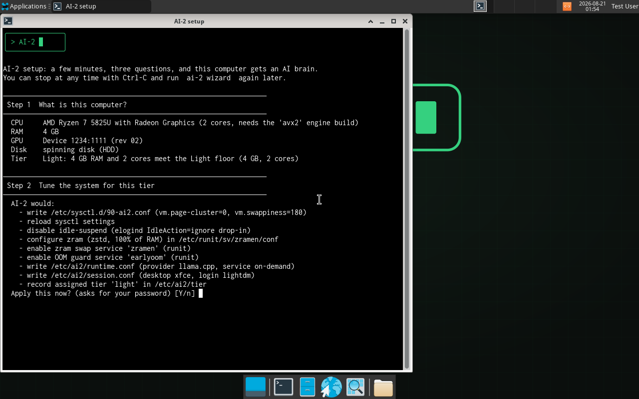 AI-2 5 AI-2 setup wizard at first login