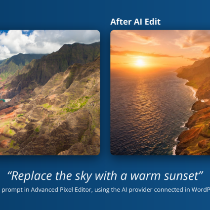 AI Edit before and after: Replace the sky with a warm sunset