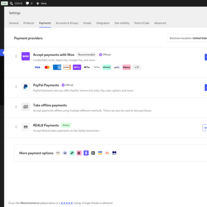 REAL8 Payments listed among the WooCommerce payment providers